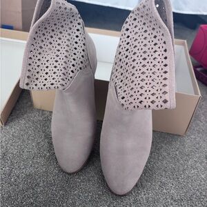 Michael Kors Perforated Suede Ankle Boots - Soft Gray